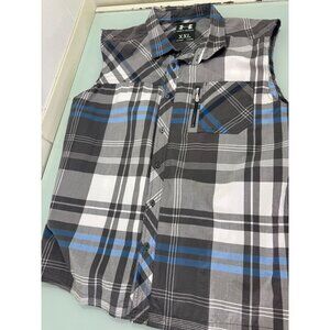 Under Armour Mens XXL 2XL Sleeveless Button Up Plaid Athleisure Activewear